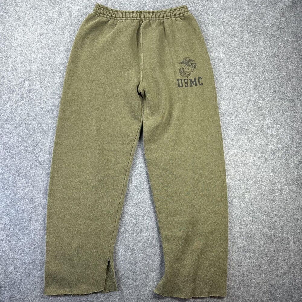 Soffe Sweatpants Mens Small Green USMC Fleece Made USA Military Gym Training Raw